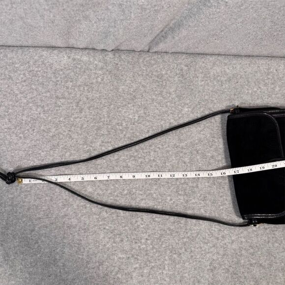 Vintage Etra Women's Black Suede Leather Crossbody Bag Small Casual - Picture 14 of 15